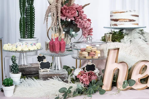 Miniatura 5 de Tarta de postre de pedestal con borde de cuentas de cristal de hasta 8 pulgadas para eventos especiales, eventos de boda, fiestas y decoración