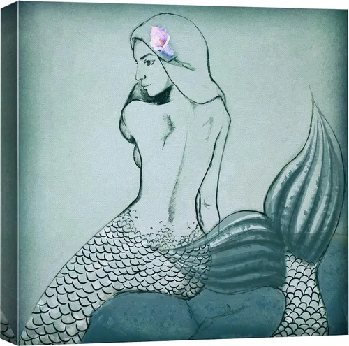 Miniatura 22 de wall26 Lienzo impreso para pared, diseño de sirena que nada bajo el sol verde azulado, fantasía y ciencia ficción, ilustraciones del océano, arte