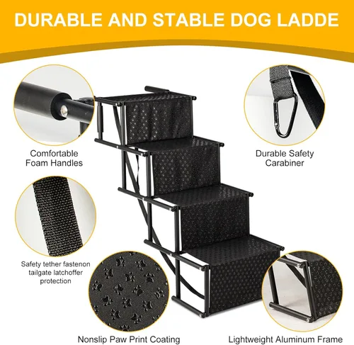 Miniatura 6 de Escaleras para perros para automóvil, rampas plegables para perros con superficie antideslizante para perros grandes, escalones portátiles