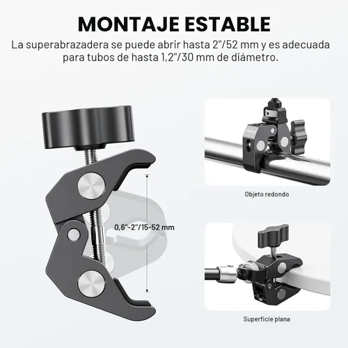 Miniatura 5 de Neewer Soporte de abrazadera de brazo mágico articulado de 11 pulgadas con súper abrazadera, soporte para monitor de cámara con pasadores y agujeros