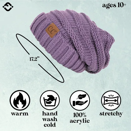 Miniatura 371 de Funky Junque Gorro de moda de punto trenzado de talla extragrande, grueso, abrigado, suave y holgado