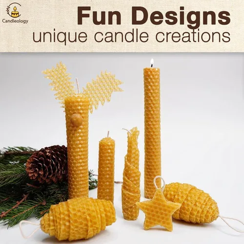 Miniatura 7 de Kit de fabricación de velas de cera de abejas para principiantes, con 7 hojas de cera de abeja y múltiples decoraciones para hacer velas