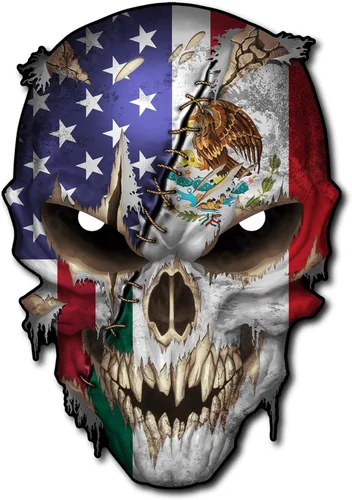 Miniatura 13 de Calcomanías de Haley Bandera Americana Calavera Adhesiva - Vinilo 3M, Ojos Reflectantes, para Autos y Camiones, Uso en Interiores, Calidad Premium