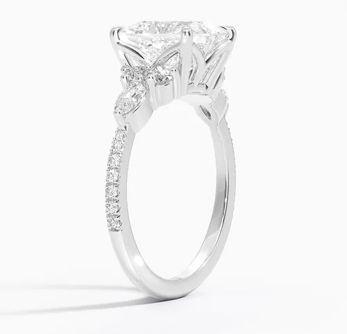 Miniatura 3 de IGI - Anillo de compromiso de diamantes de talla excelente de princesa blanca de 2.56 quilates con cuatro puntas de corte excelente creado