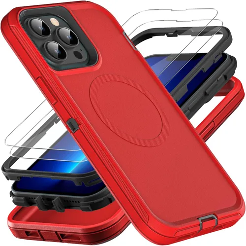 Miniatura 13 de YKHJKLEC Funda para iPhone 13 Pro Max, Grado Militar 3 en 1 Resistente Funda A Prueba de Golpes/Caídas/Polvo con 2 Protectores de Pantalla de Vidrio
