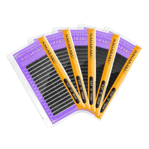 Miniatura 81 de NAGARAKU Extensiones de pestañas, pestañas individuales, 0.05mm, rizo D, 15mm, clásico, negro mate, suave, natural, profesional, 16 filas, 0.05-D