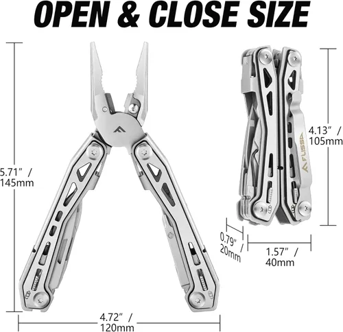Miniatura 2 de FLISSA 16 en 1 Multiherramienta de Acero Inoxidable, Regalos para Hombres, Multiherramienta EDC con Cuchillo de Bolsillo, Alicates, Clip de Cintura