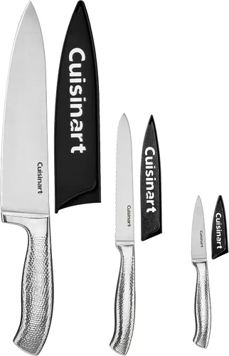 Miniatura 2 de Cuisinart Juego de cuchillos forjados clásicos - Cuchillas de acero inoxidable martillado de alto carbono, protectores de vaina, borde ultra