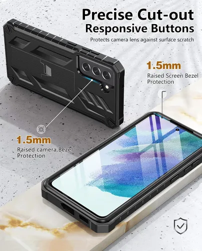Miniatura 8 de Funda protectora para Samsung Galaxy S21-FE: Cubierta de protección completa a prueba de caídas de grado militar de doble capa con soporte Carcasa