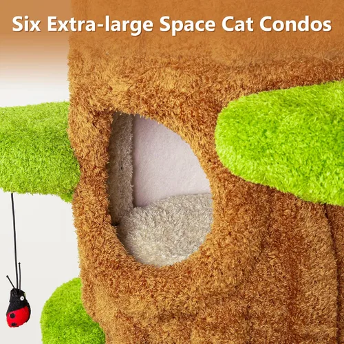 Miniatura 5 de Torre de árbol de lujo para gatos de interior, árbol para gatos de 88.6 pulgadas de alto, centro de actividades de muebles de varios niveles