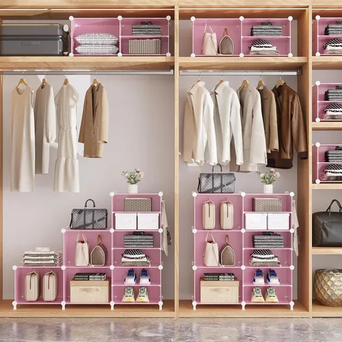 Miniatura 5 de AWTATOS Organizador de armario con 6 cubos de almacenamiento, estantes portátiles para armario, organizadores de ropa y almacenamiento apilables
