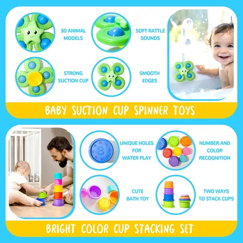 Miniatura 5 de Juguetes Montessori para bebés de 0-3-6-12 meses, juguetes 6 en 1 para bebés de 4, 5, 6, 7, 8, 9 meses, juguetes apilables de bloques para bebés