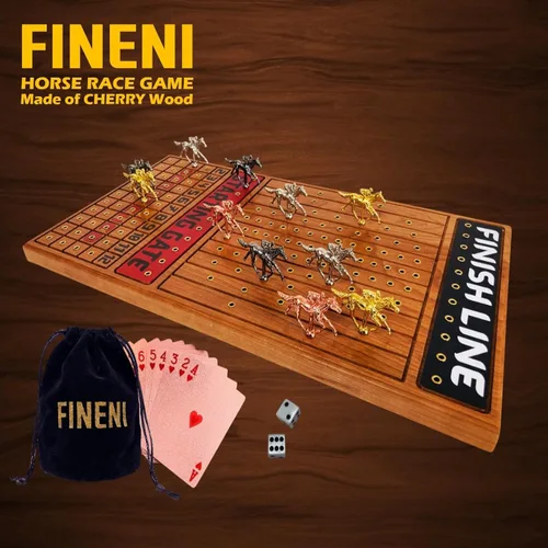 Miniatura 6 de Juego de carreras de caballos para adultos, juego de mesa de carreras de caballos con 11 lujosos caballos de metal (oro, plata, negro, oro rosa)