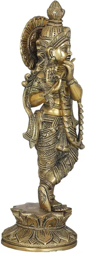 Miniatura 2 de Exotic India Krishna The Divine Flutist - Estatua de latón