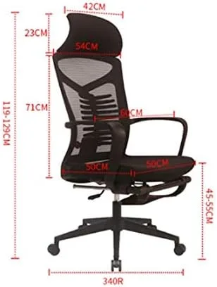 Miniatura 3 de Silla de computadora, silla giratoria para oficina en casa, respaldo de masaje, respaldo alto de malla, reclinable plano (estilo 1)