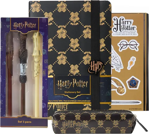 Get Trend Harry Potter Gifts - Juego de papelería con lindo cuaderno de punta esférica, bolígrafos y estuches, calcomanías para estuches de lápices,