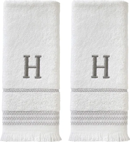 Miniatura 29 de SKL Home Toalla de baño casual con monograma, S, 28 x 54 pulgadas, color blanco