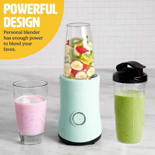 Miniatura 2 de Tasty Licuadora personal con taza, potente motor de mezcla de 350 W, juego de 9 piezas con 4 tazas y tapa de viaje, compacta y portátil, aguamarina