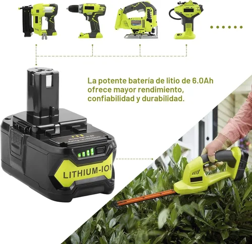Miniatura 5 de Futurebatt Paquete de 2 baterías de alta capacidad de 18 V y 6.0 Ah para sistema Ryobi ONE+ P102 P103 P105 P107 P108 P109 P122 18 voltios indicador