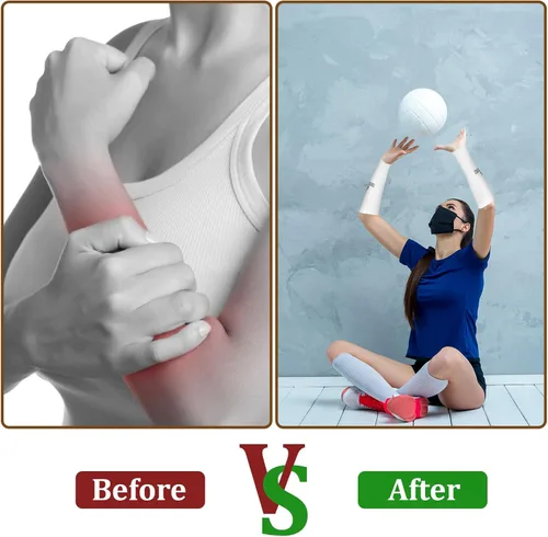 Miniatura 6 de Ymapinc Mangas de voleibol para brazos, mangas protectoras acolchadas con orificio para el pulgar, diseño transpirable y ligero para hombres y Blanco
