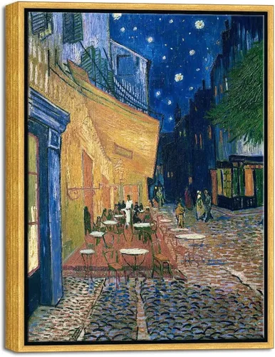 Miniatura 15 de Wieco Art V0060 reproducción al óleo del cuadro "Terraza de café por la noche", de Vincent Van Gogh. Pintura en lienzo Giclee, para decorar