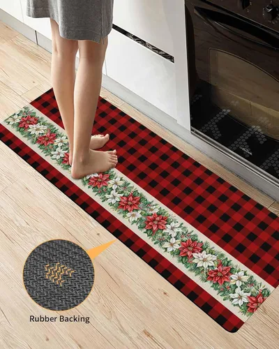 Miniatura 3 de Alfombra de baño de Poinsettia para bañera, antideslizante, de secado rápido y absorbente, tierra de diatomeas, fregadero de ducha para dormitorio