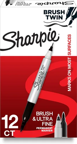 Miniatura 7 de Sharpie Brush Twin Marcadores permanentes con punta de pincel y marcador de punta ultrafina, surtido de 12