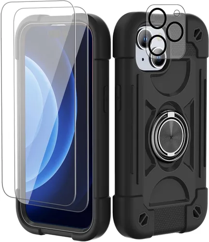 Miniatura 118 de Funda para iPhone 11 de 6.1 pulgadas con soporte de anillo, con 2 protectores de pantalla de vidrio, resistente a los golpes, resistente a
