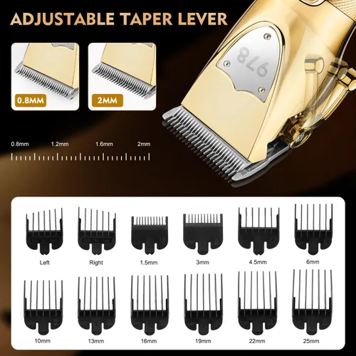 Miniatura 3 de Suttik Cortapelos para hombres profesionales, recortadora de barba inalámbrica y afeitadoras eléctricas para hombres, cortapelos y kit de 2-Dorado