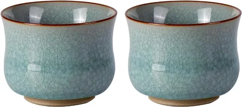Miniatura 19 de Juego de 2 tazas de té pequeñas de porcelana de 4.2 onzas, juego de tazas de té japonesas moradas, tazas de té de cerámica para el hogar, fiesta