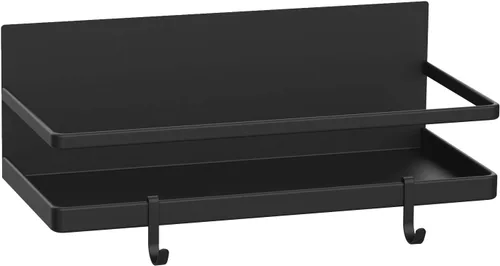 Estante magnético para especias, estante magnético fuerte con 2 ganchos extraíbles, ahorro de espacio perfecto para cocinas pequeñas/apartamentos,