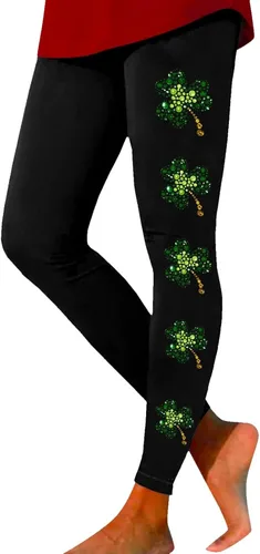 Xbgqasu Leggings del día de San Patricio para mujer, pantalones de yoga de cintura alta, mallas de trébol verde irlandés, mallas de vacaciones