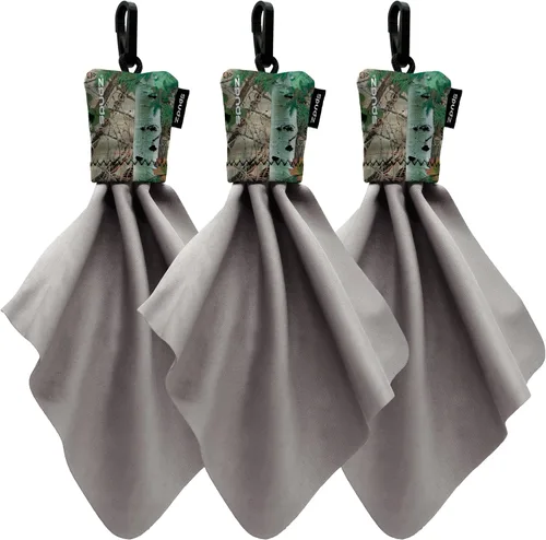 Miniatura 7 de SPUDZ Limpiador clásico de lentes de microfibra, bolsa con clip, lavable, para binoculares, visores, gafas, pantallas Alpine Mountain Camo, 6 x 6