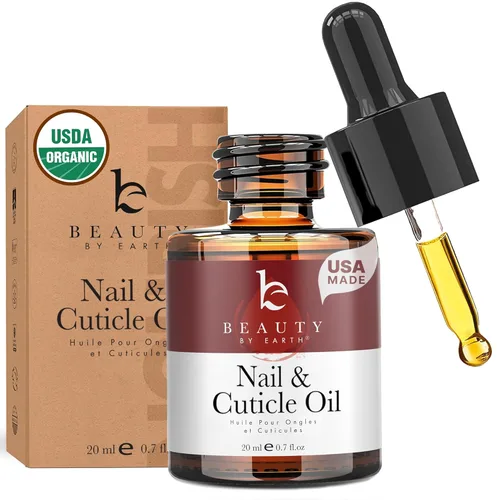Aceite orgánico para uñas y cutículas, aceite de uñas fabricado en Estados Unidos para crecimiento y fuerza con jojoba y vitamina E, reparación de