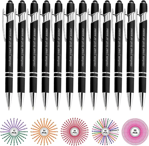 Miniatura 54 de Bolígrafos personalizados con nombre a granel, juego de bolígrafos personalizados, lápiz capacitivo grabado, logotipo, texto, regalo para negocios