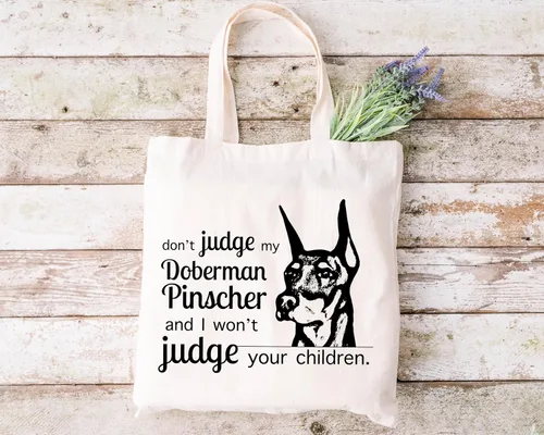 Miniatura 8 de Pet Studio Art Bolso tote Don't Judge My Dog DOBERMAN
