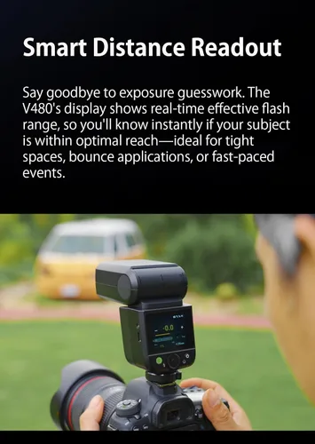 Miniatura 4 de Godox V480 para Canon GODOX TTL Flash - GN50/1.7s Recycle/650 Tiempos de flash/HSS/Lectura de distancia inteligente/Lámpara de modelado LED de 10