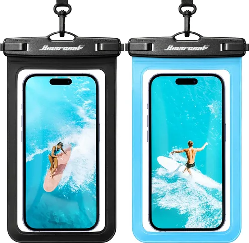 Miniatura 27 de Hiearcool Bolsa impermeable para teléfono, funda impermeable para teléfono con cordón cruzado compatible con iPhone 17, 16, 15, 14, 13 Pro Max de 2
