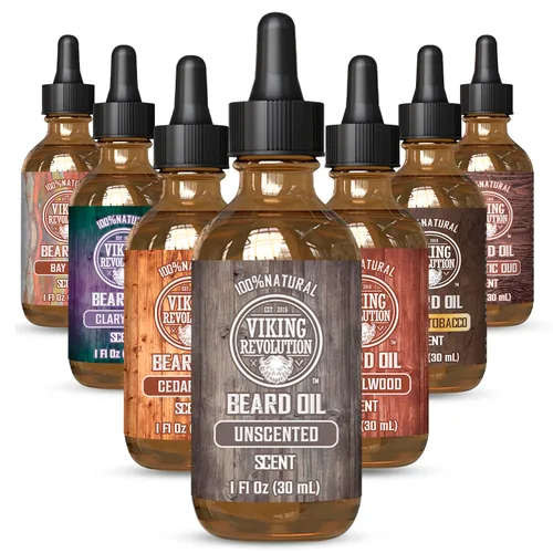 Miniatura 8 de Viking Revolution Aceite de barba de sándalo para hombres, aceite natural para barba con aceite de argán y aceite de jojoba, suavizante de barba