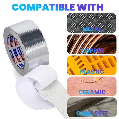 Miniatura 7 de Cinta de aluminio de grado premium ADHES, 2 pulgadas x 210 pies (70 yardas), cinta resistente al calor de 80°C a 100°C, cinta adhesiva