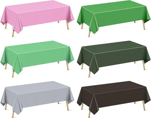 Miniatura 45 de Mantel rectangular de la serie azul y verde, 4 piezas, 54 x 72 pulgadas, color sólido, impermeable y a prueba de derrames, mantel de plástico