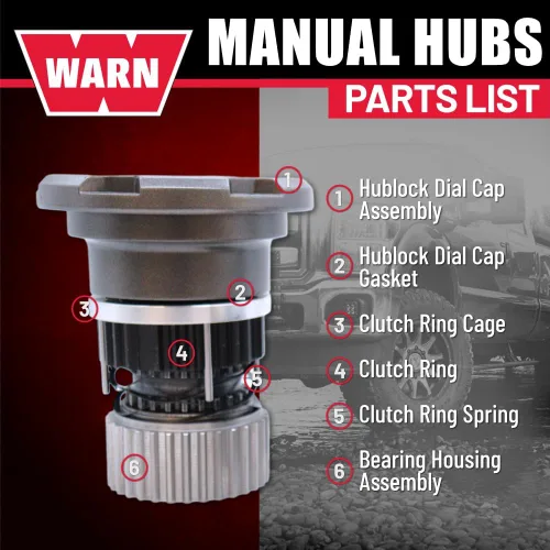 Miniatura 4 de WARN 108325 Bujes de bloqueo manual premium para Ford Super Duty F‑250, F‑350, F‑450 y F‑550 – 35‑Spline, bujes manuales de servicio pesado, juego