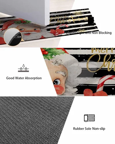 Miniatura 8 de Alfombra de baño de Santa para bañera, antideslizante, de secado rápido y absorbente, tierra de diatomeas, fregadero, cocina, sala de estar, Santa
