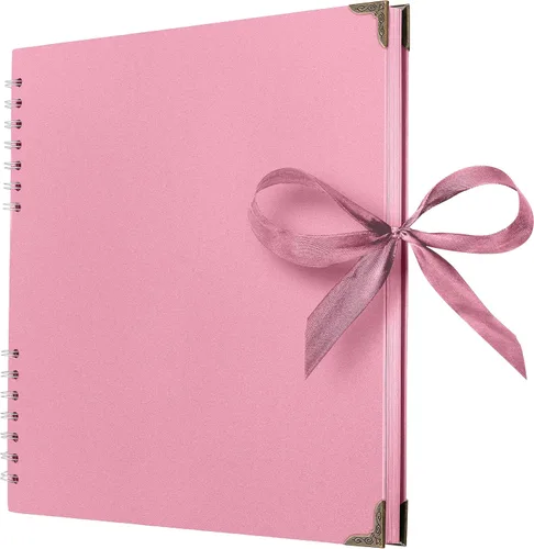 Miniatura 27 de Bstorify Álbum de recortes de 10 x 10 pulgadas, 70 páginas, protectores de esquina de papel kraft grueso azul, cierre de cinta, ideal para tus