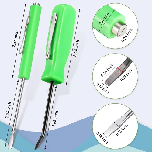 Miniatura 2 de Zhehao 8 piezas de destornillador magnético de bolsillo verde, mini destornillador de barra de palanca de bolsillo, cabeza ranurada con imán