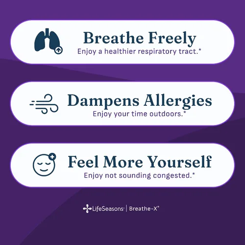 Miniatura 2 de Breathe-X - Suplemento para Alivio de Alergia y Senos - Apoya los Senos y el Malestar Nasal - Sin Somnolencia y de Acción Rápida - Quercetina