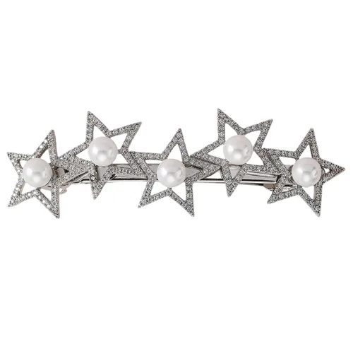 Miniatura 6 de Pasadores de pelo de perlas, pinzas de cristal para el cabello, diseño francés, para novia, diamantes de imitación, elegante soporte para cola