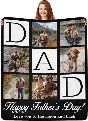 Miniatura 20 de Regalos personalizados de cumpleaños para el Día del Padre, para papá, abuelo, hombres, manta personalizada con fotos para mi papá, regalos de hija