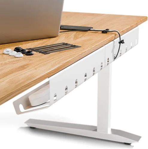 Miniatura 9 de PAMO Organizador de cables debajo del escritorio para un fácil montaje debajo de la mesa I Juego de 2 – con 10 bridas para cables I Organizador