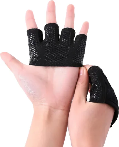 SUJAYU Guantes de entrenamiento para mujeres y hombres, guantes de mano desnuda para levantamiento de pesas, agarres de peso para mujeres, guantes